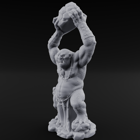 Boulder Lobbing Troll Brute Miniature for Dungeons and Dragons, Pathfinder or other TTRPGs
