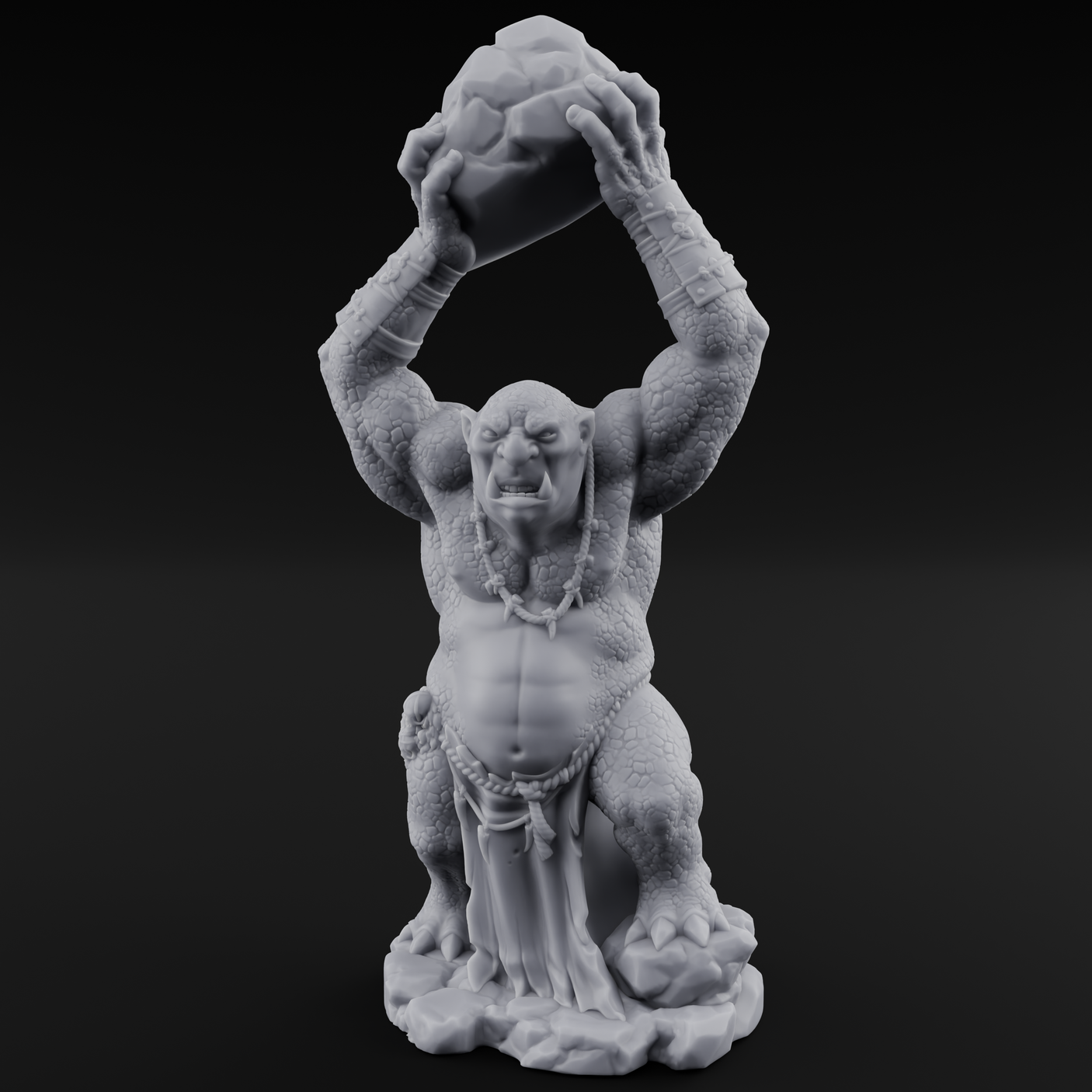 Boulder Lobbing Troll Brute Miniature for Dungeons and Dragons, Pathfinder or other TTRPGs