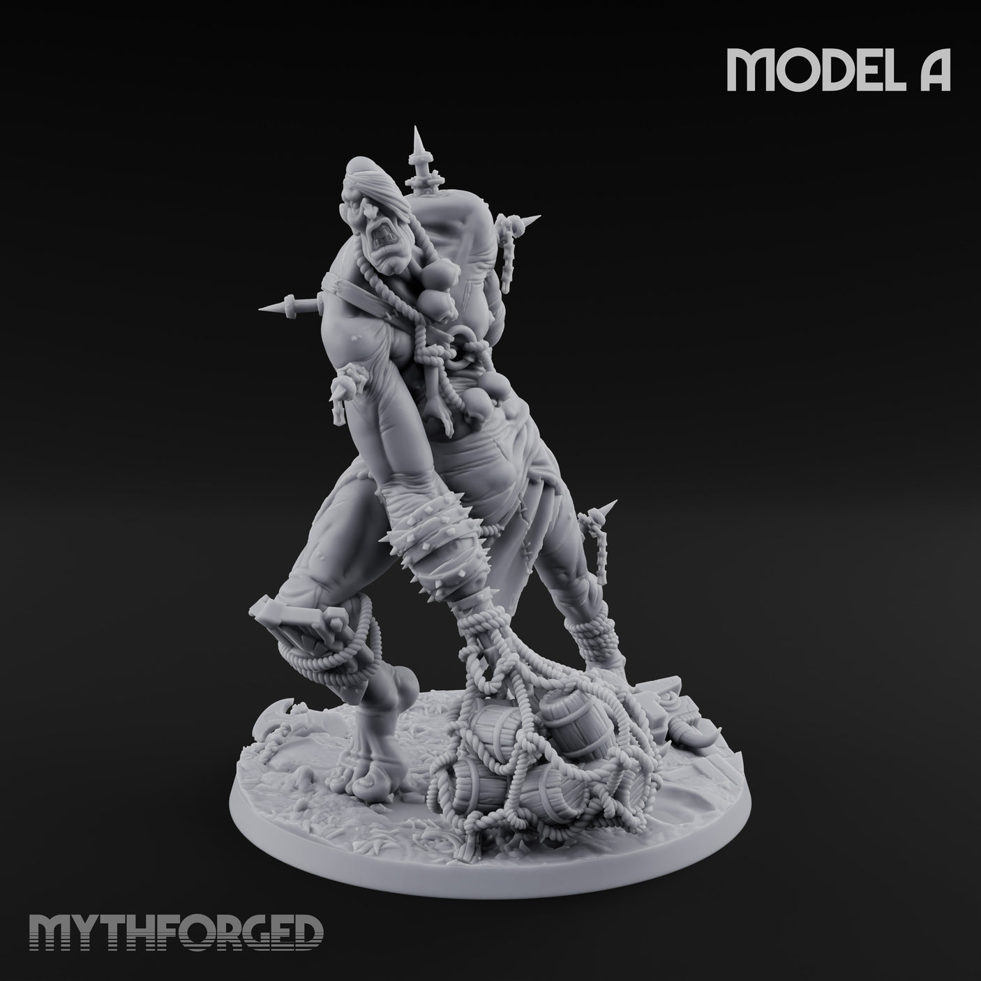 Chain And Trophy Dragging Hill Giant Warrior A Miniature for Dungeons and Dragons, Pathfinder or other TTRPGs