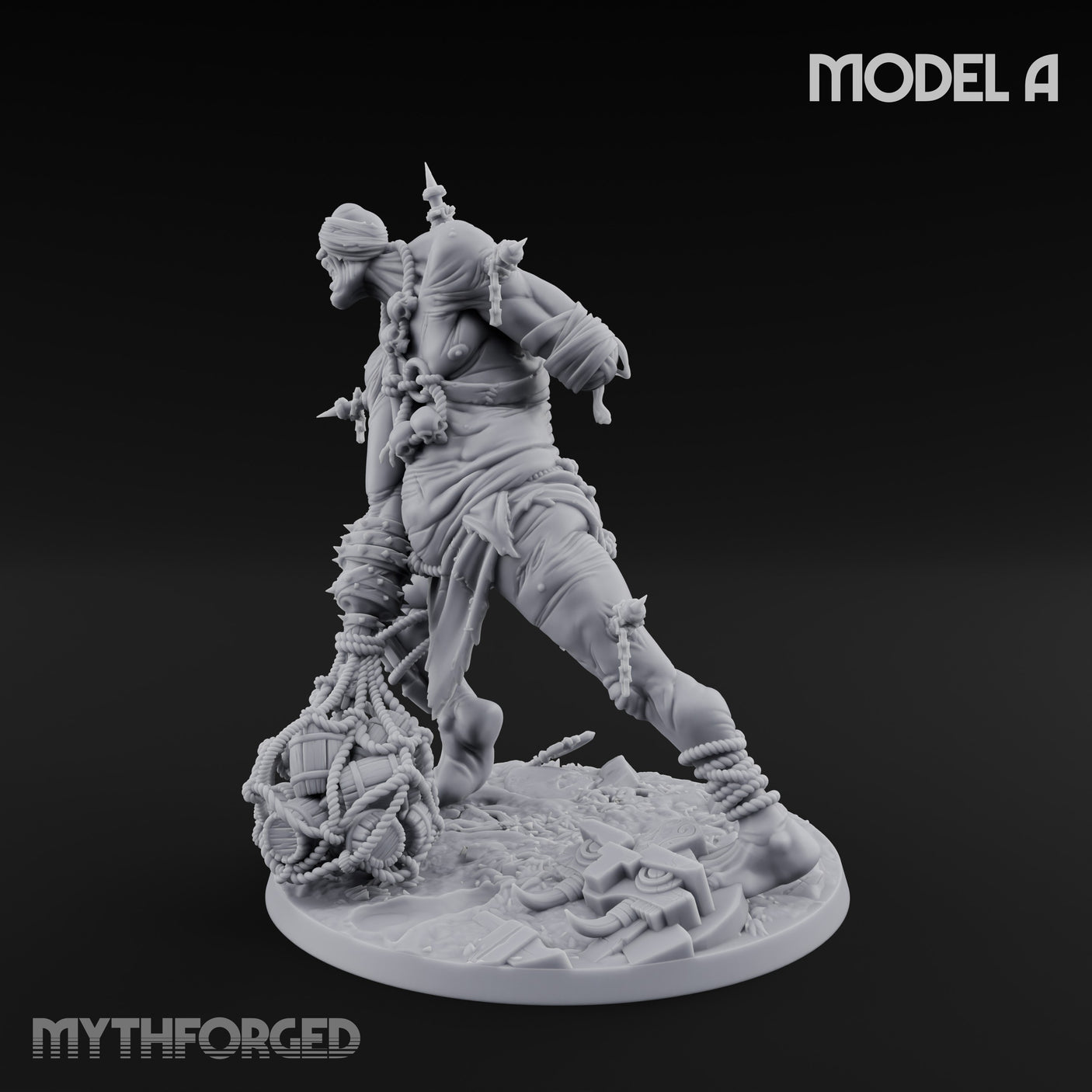 Chain And Trophy Dragging Hill Giant Warrior A Miniature for Dungeons and Dragons, Pathfinder or other TTRPGs