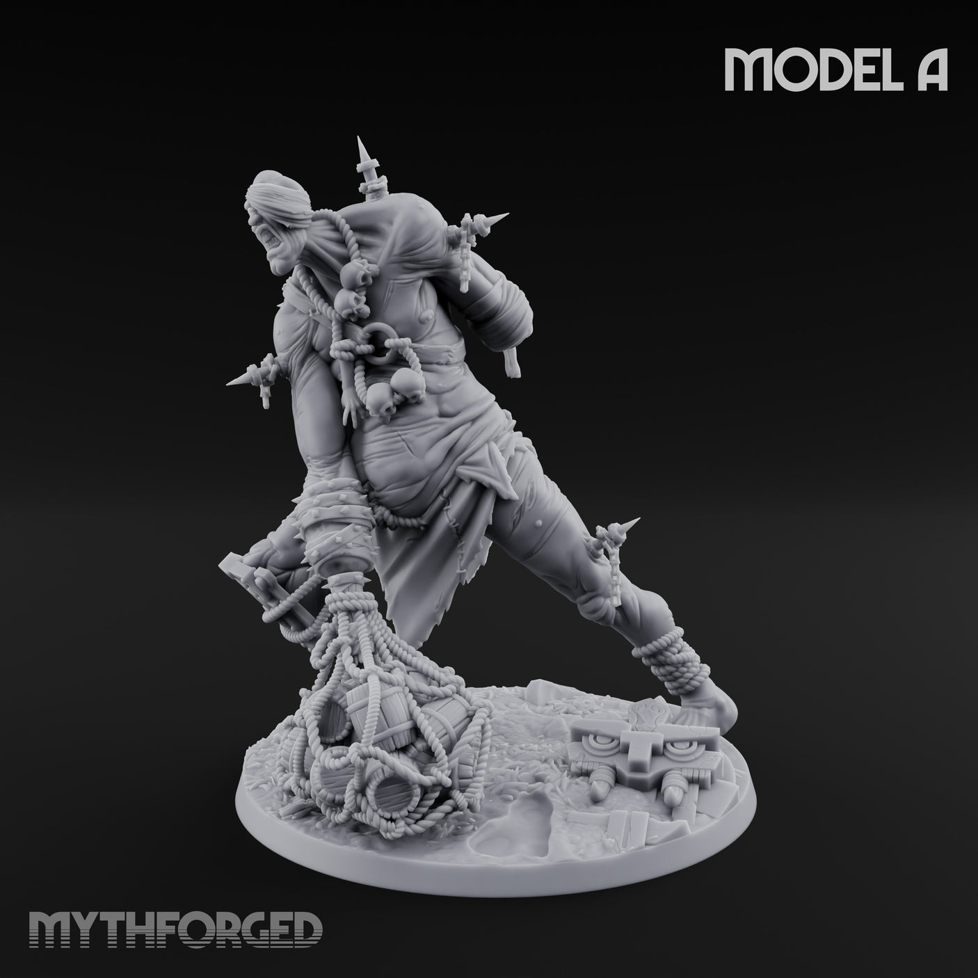 Chain And Trophy Dragging Hill Giant Warrior A Miniature for Dungeons and Dragons, Pathfinder or other TTRPGs