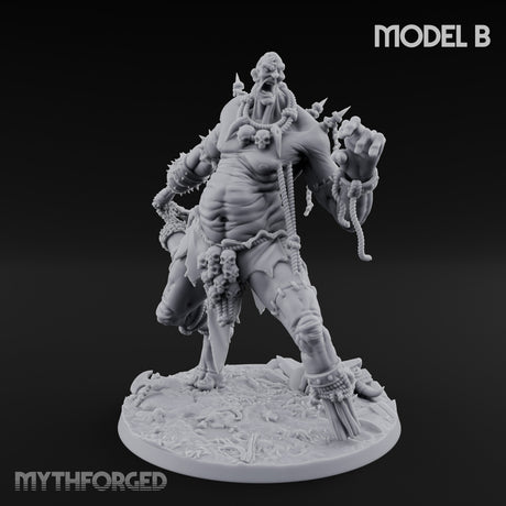 Chain And Trophy Dragging Hill Giant Warrior B Miniature for Dungeons and Dragons, Pathfinder or other TTRPGs