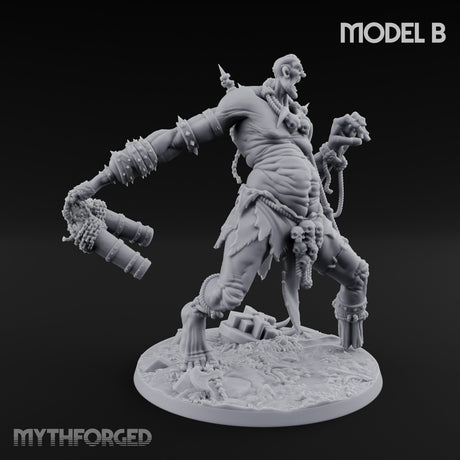 Chain And Trophy Dragging Hill Giant Warrior B Miniature for Dungeons and Dragons, Pathfinder or other TTRPGs