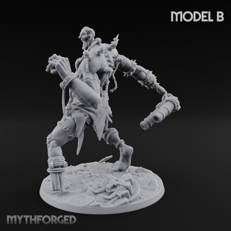 Chain And Trophy Dragging Hill Giant Warrior B Miniature for Dungeons and Dragons, Pathfinder or other TTRPGs