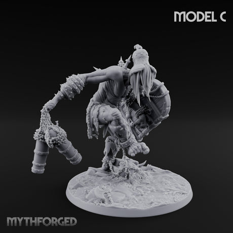 Chain And Trophy Dragging Hill Giant Warrior C Miniature for Dungeons and Dragons, Pathfinder or other TTRPGs