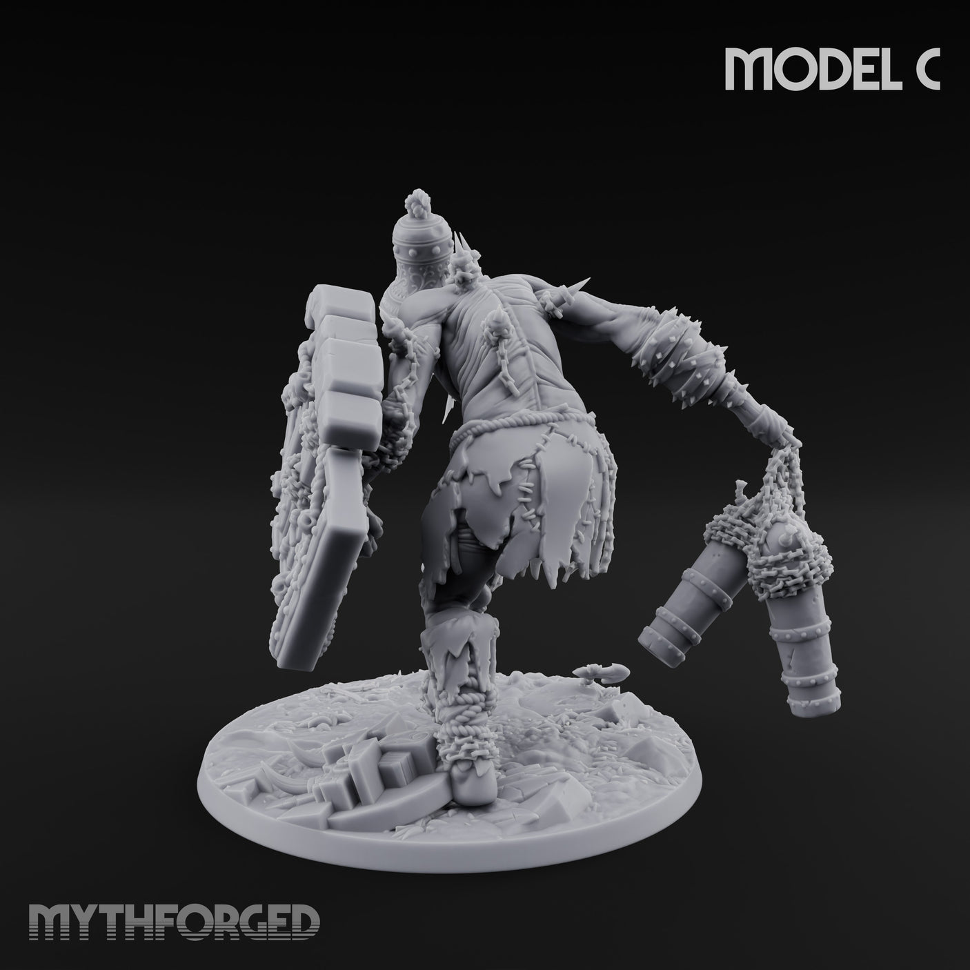 Chain And Trophy Dragging Hill Giant Warrior C Miniature for Dungeons and Dragons, Pathfinder or other TTRPGs