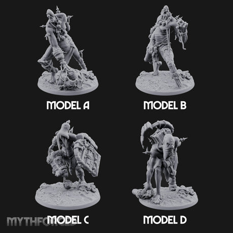 Chain And Trophy Dragging Hill Giant Warriors Miniature for Dungeons and Dragons, Pathfinder or other TTRPGs