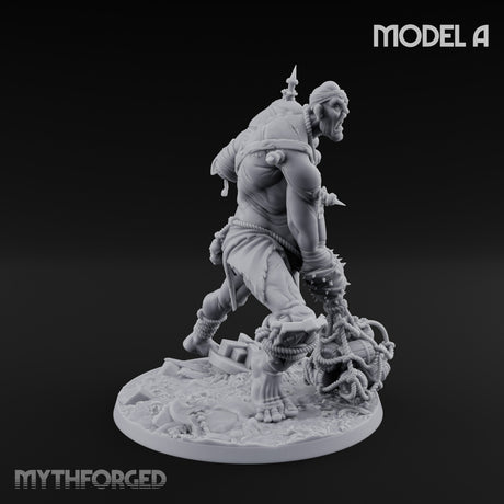 Chain And Trophy Dragging Hill Giant Warriors Miniature for Dungeons and Dragons, Pathfinder or other TTRPGs