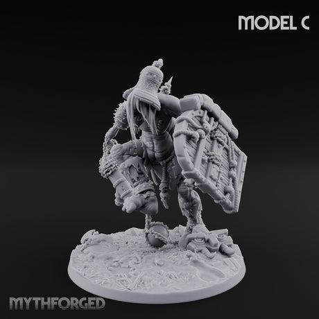 Chain And Trophy Dragging Hill Giant Warriors Miniature for Dungeons and Dragons, Pathfinder or other TTRPGs