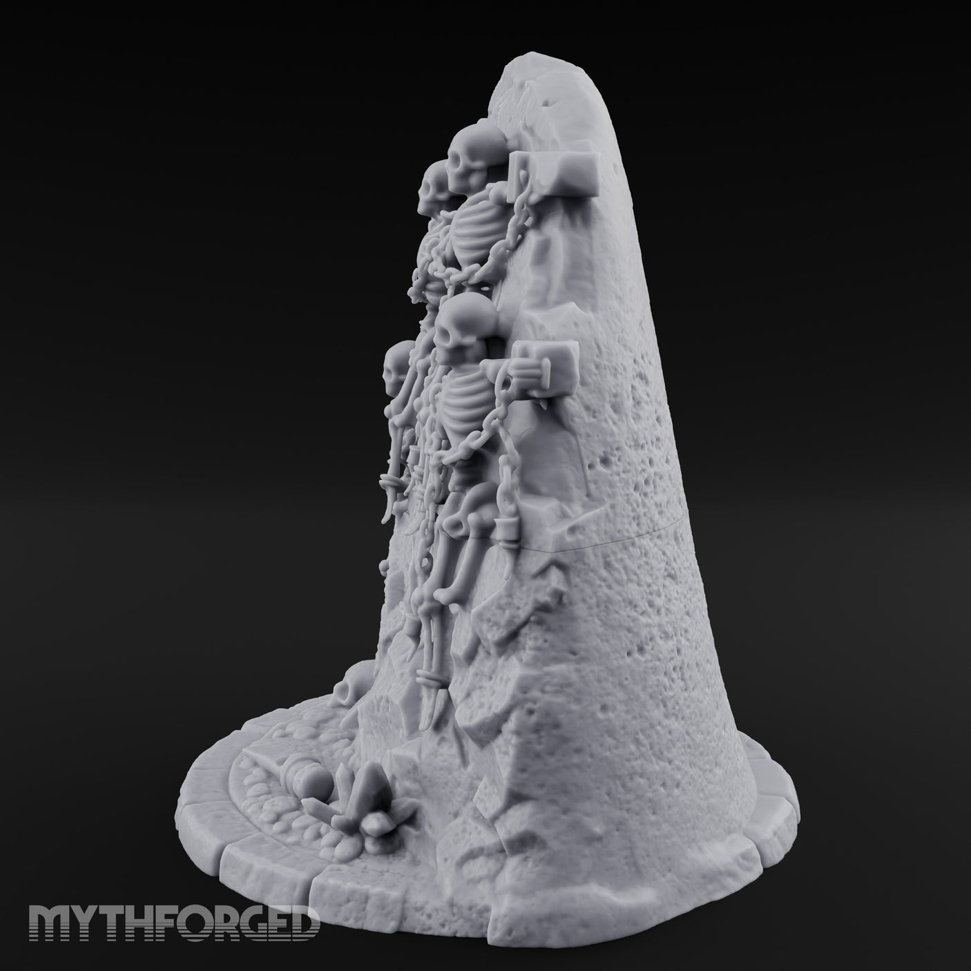 Chain-Bound Bone-Strewn Skeleton Rock Shrine Miniature for Dungeons and Dragons, Pathfinder or other TTRPGs