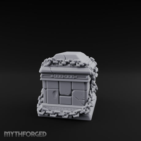 Chain-Crossed Rune-Banded Stone Treasure Chest Miniature for Dungeons and Dragons, Pathfinder or other TTRPGs