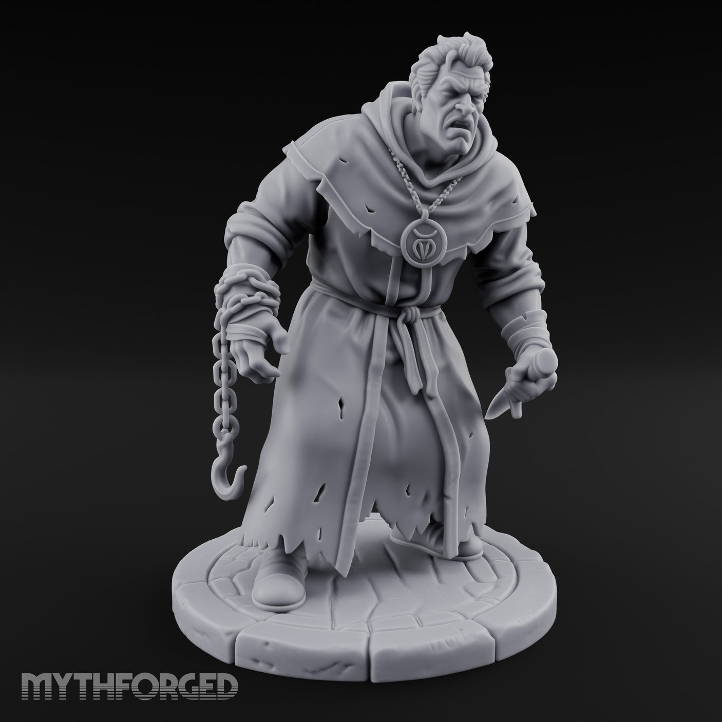 Chain Dangling Human Cultist Miniature for Dungeons and Dragons, Pathfinder or other TTRPGs
