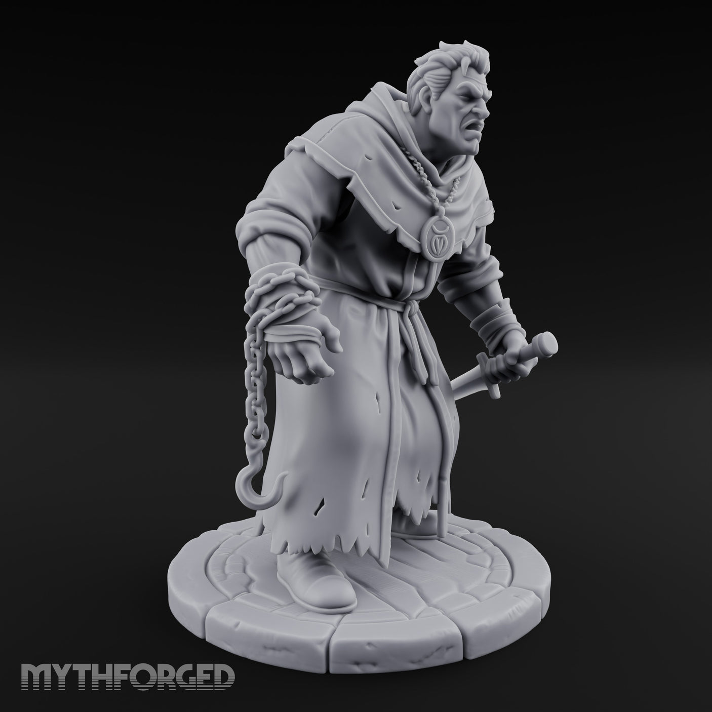 Chain Dangling Human Cultist Miniature for Dungeons and Dragons, Pathfinder or other TTRPGs