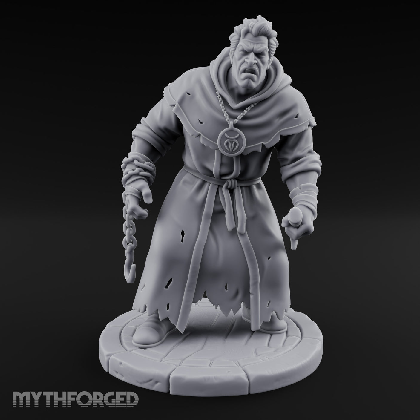 Chain Dangling Human Cultist Miniature for Dungeons and Dragons, Pathfinder or other TTRPGs