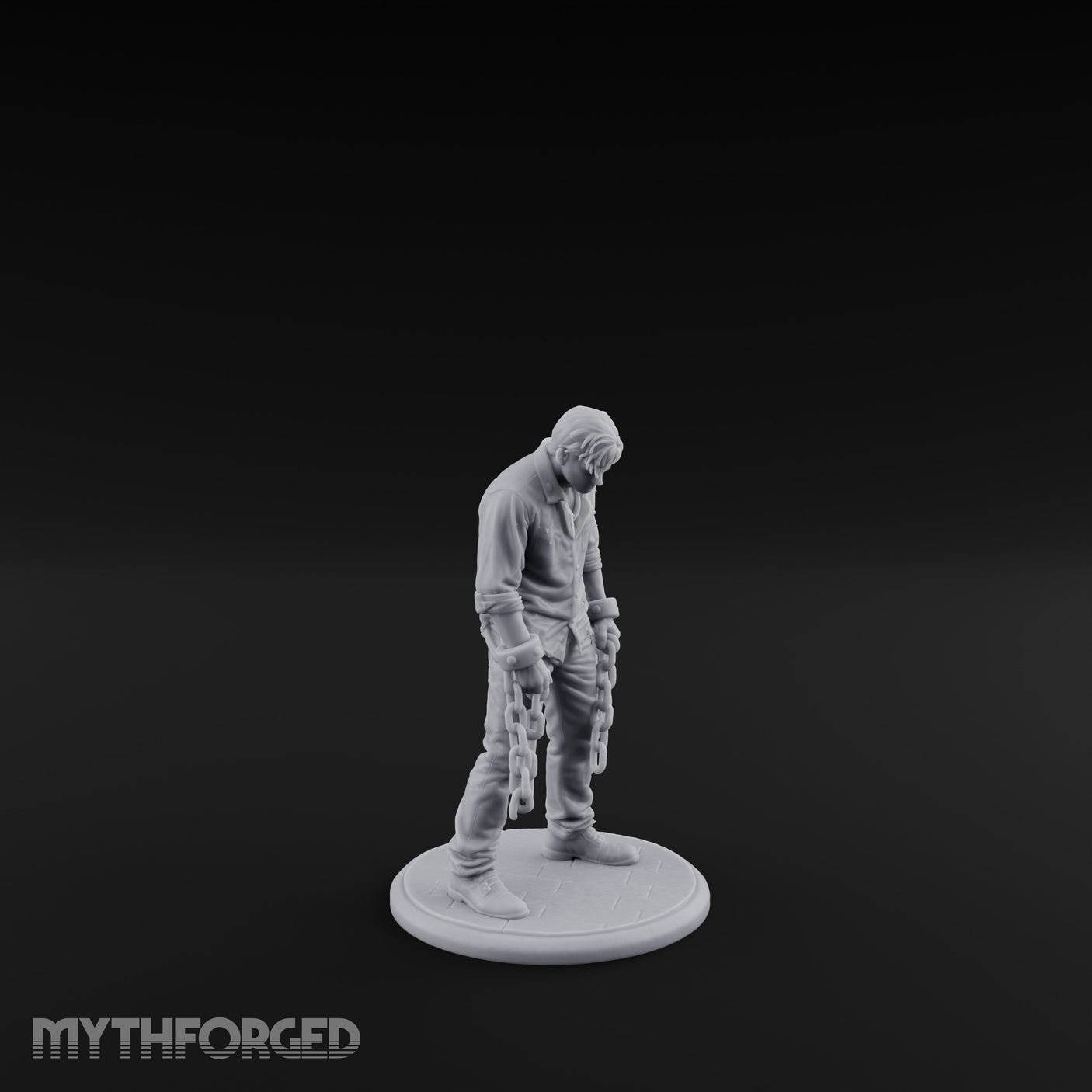 Chain Dragging Human Prisoner Miniature for Dungeons and Dragons, Pathfinder or other TTRPGs