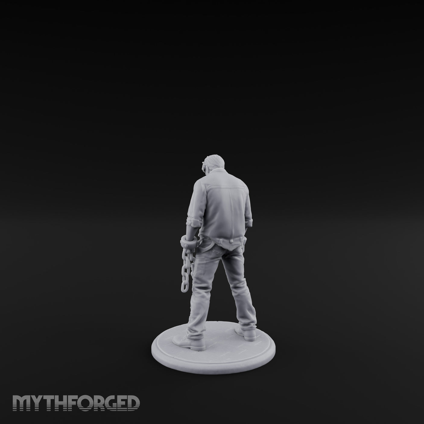 Chain Dragging Human Prisoner Miniature for Dungeons and Dragons, Pathfinder or other TTRPGs