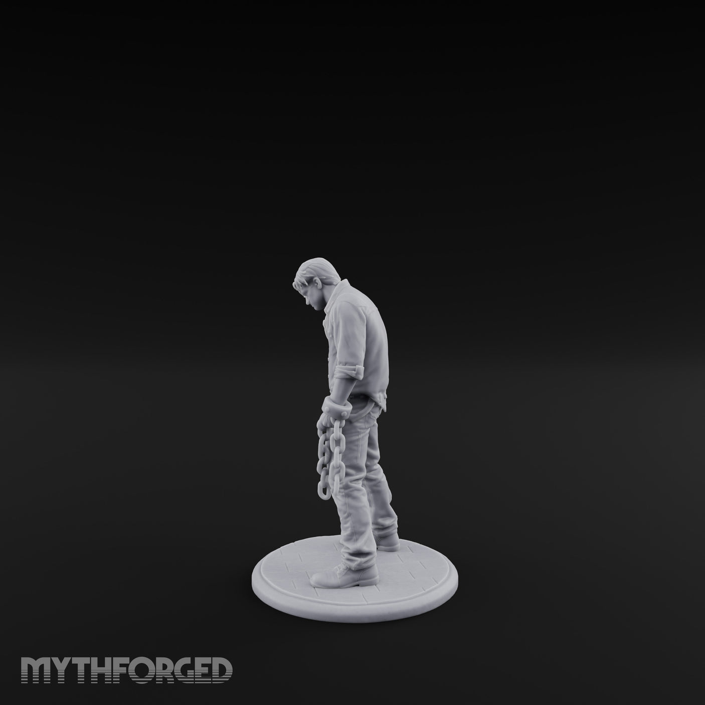 Chain Dragging Human Prisoner Miniature for Dungeons and Dragons, Pathfinder or other TTRPGs