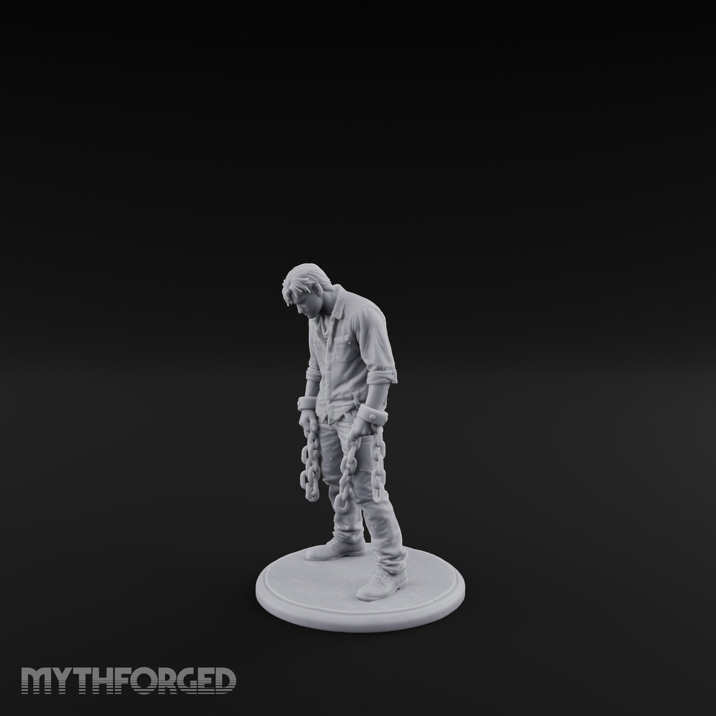 Chain Dragging Human Prisoner Miniature for Dungeons and Dragons, Pathfinder or other TTRPGs