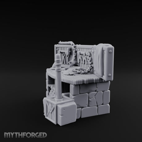 Chain-Hung Morningstar-Topped Armory Workshop Workbench Miniature for Dungeons and Dragons, Pathfinder or other TTRPGs