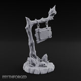 Chain-Hung Skull-Littered Dead Tree Notice Board Miniature for Dungeons and Dragons, Pathfinder or other TTRPGs