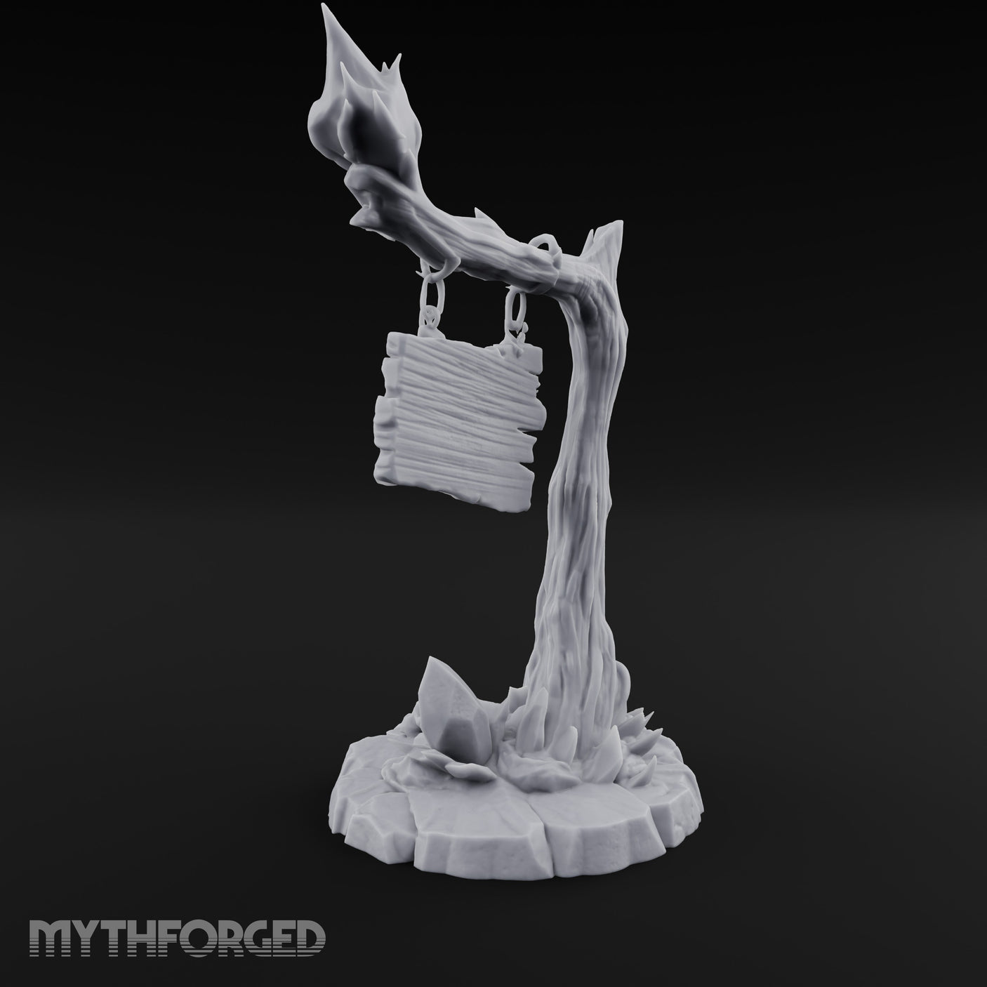 Chain-Hung Skull-Littered Dead Tree Notice Board Miniature for Dungeons and Dragons, Pathfinder or other TTRPGs