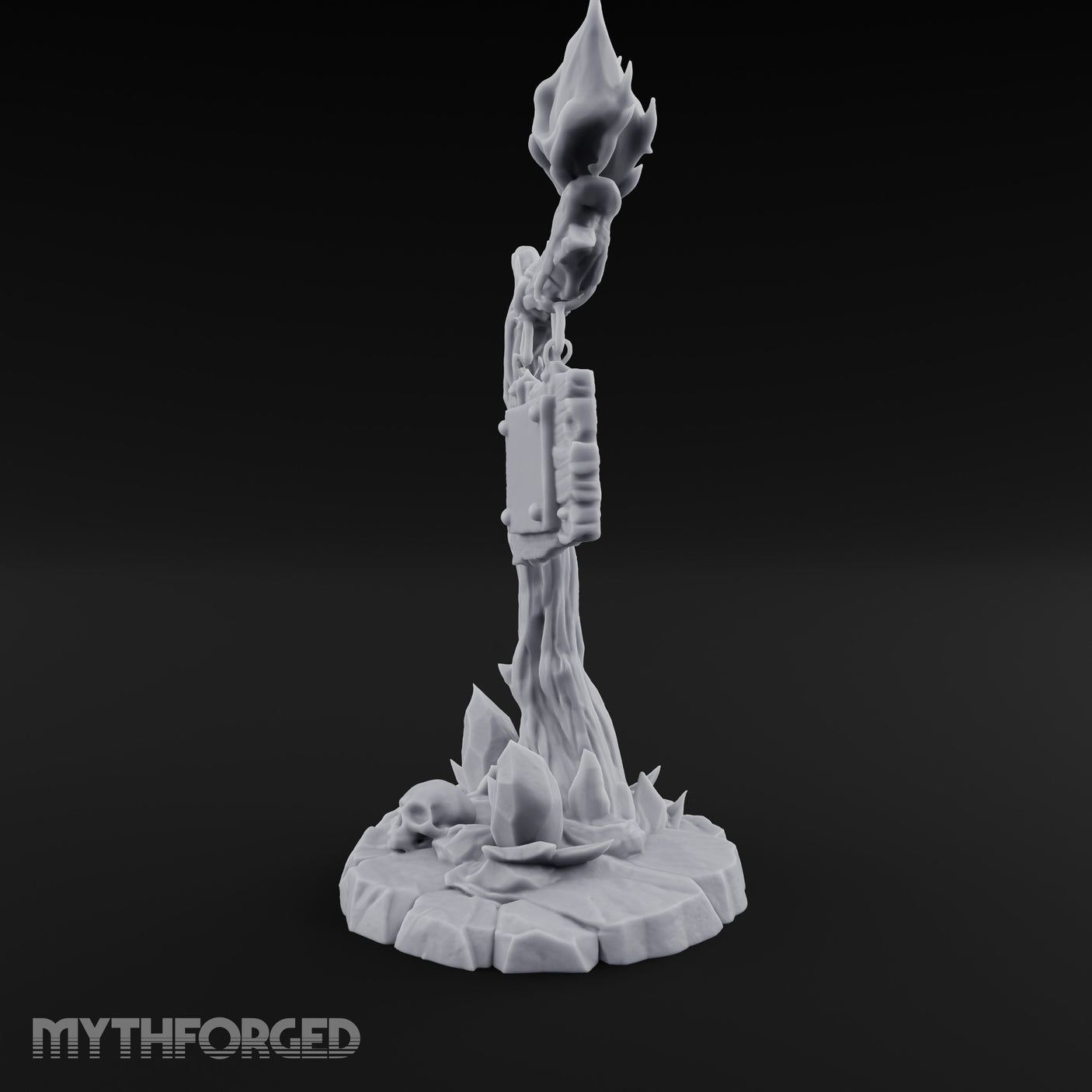 Chain-Hung Skull-Littered Dead Tree Notice Board Miniature for Dungeons and Dragons, Pathfinder or other TTRPGs