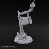 Chain-Hung Skull-Littered Dead Tree Notice Board Miniature for Dungeons and Dragons, Pathfinder or other TTRPGs