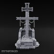 Chain-Hung Splinter-Shafted Crucifix Shrine Dais Miniature for Dungeons and Dragons, Pathfinder or other TTRPGs