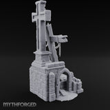 Chain-Hung Splinter-Shafted Crucifix Shrine Dais Miniature for Dungeons and Dragons, Pathfinder or other TTRPGs