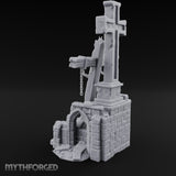 Chain-Hung Splinter-Shafted Crucifix Shrine Dais Miniature for Dungeons and Dragons, Pathfinder or other TTRPGs