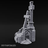 Chain-Hung Splinter-Shafted Crucifix Shrine Dais Miniature for Dungeons and Dragons, Pathfinder or other TTRPGs