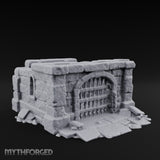 Chain-Locked Rubble-Strewn Dungeon Portcullis Wall Miniature for Dungeons and Dragons, Pathfinder or other TTRPGs