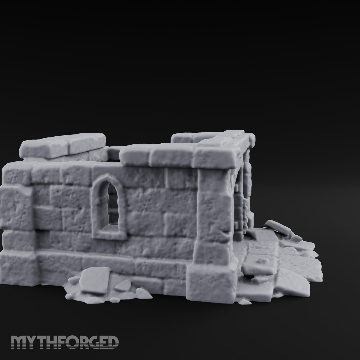 Chain-Locked Rubble-Strewn Dungeon Portcullis Wall Miniature for Dungeons and Dragons, Pathfinder or other TTRPGs