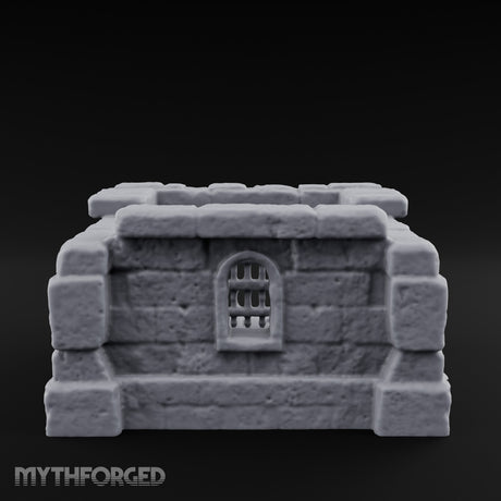 Chain-Locked Rubble-Strewn Dungeon Portcullis Wall Miniature for Dungeons and Dragons, Pathfinder or other TTRPGs