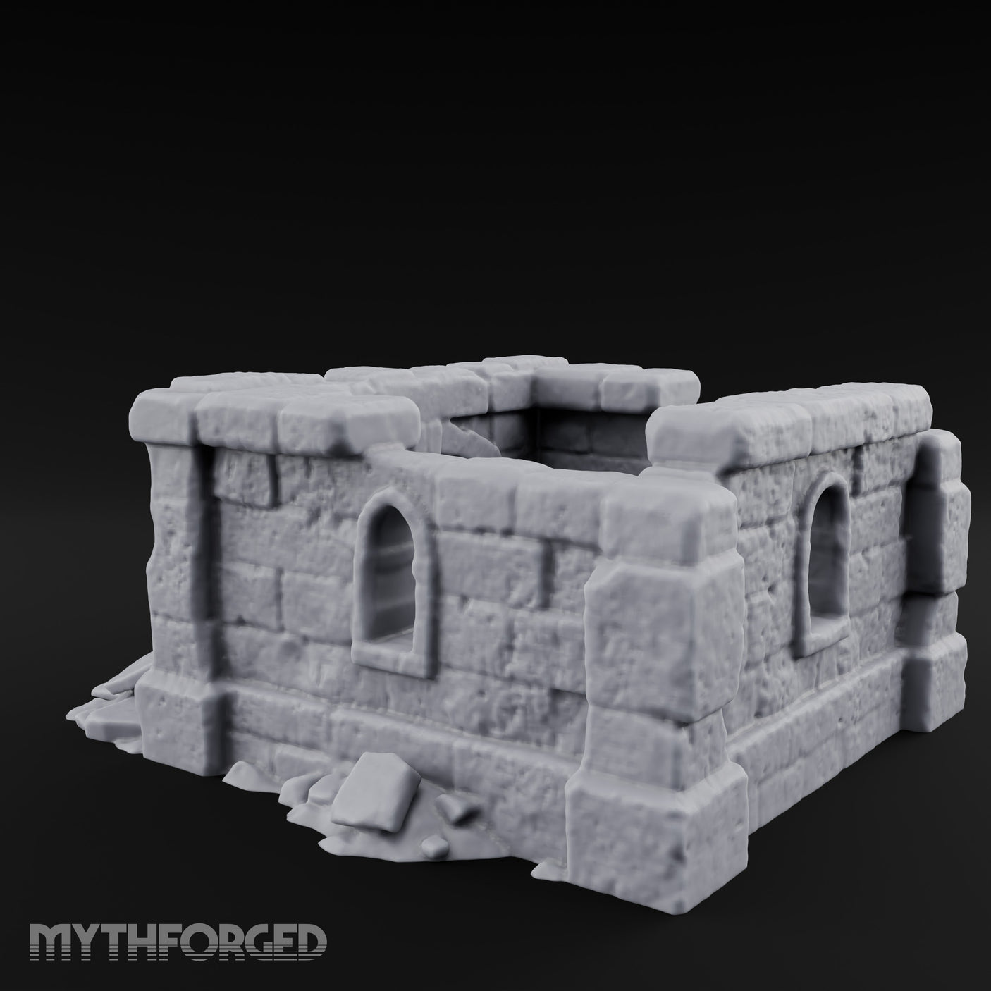 Chain-Locked Rubble-Strewn Dungeon Portcullis Wall Miniature for Dungeons and Dragons, Pathfinder or other TTRPGs