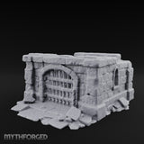 Chain-Locked Rubble-Strewn Dungeon Portcullis Wall Miniature for Dungeons and Dragons, Pathfinder or other TTRPGs