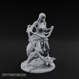 Chain Whipping Crouching Human Fighter Miniature for Dungeons and Dragons, Pathfinder or other TTRPGs