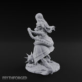 Chain Whipping Crouching Human Fighter Miniature for Dungeons and Dragons, Pathfinder or other TTRPGs