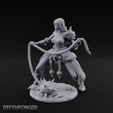 Chain Whipping Crouching Human Fighter Miniature for Dungeons and Dragons, Pathfinder or other TTRPGs