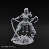 Chain Whipping Crouching Human Fighter Miniature for Dungeons and Dragons, Pathfinder or other TTRPGs