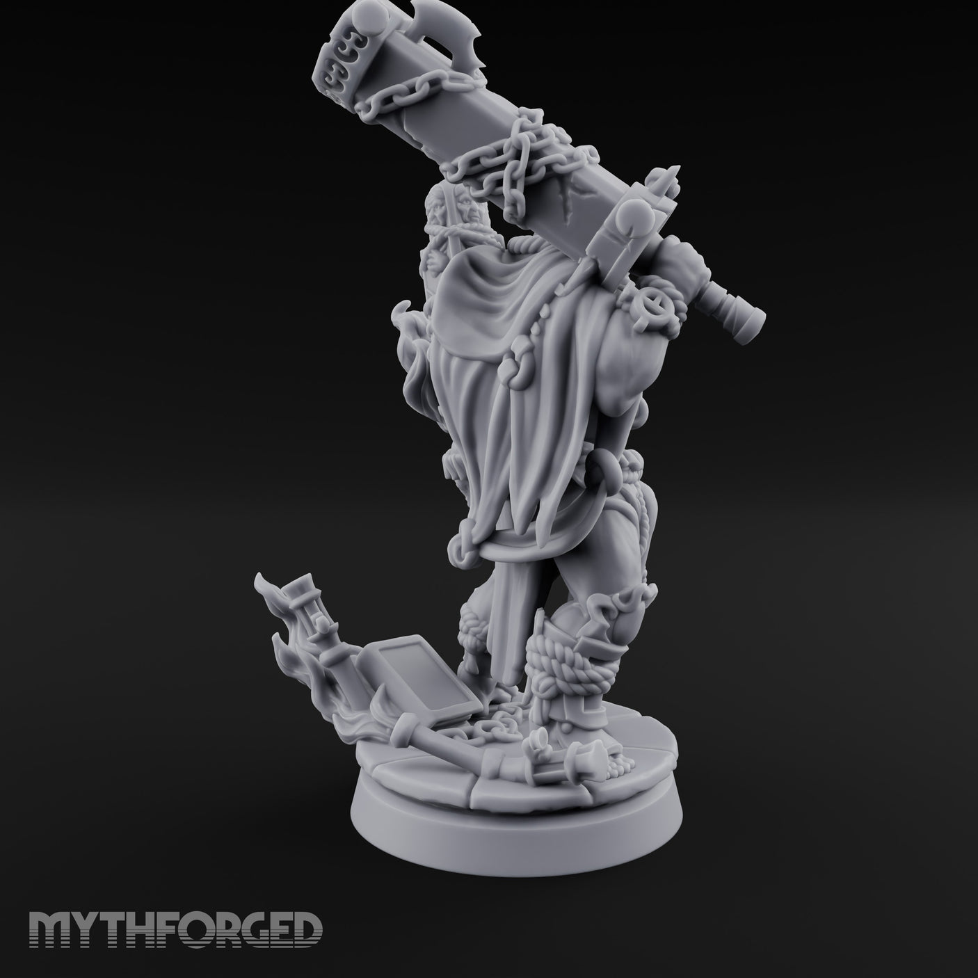 Chain Wrapped Crushing Human Monk Miniature for Dungeons and Dragons, Pathfinder or other TTRPGs