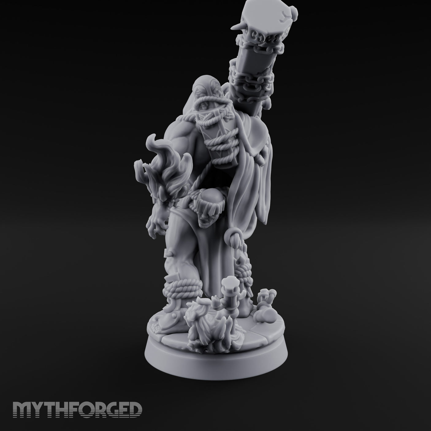 Chain Wrapped Crushing Human Monk Miniature for Dungeons and Dragons, Pathfinder or other TTRPGs