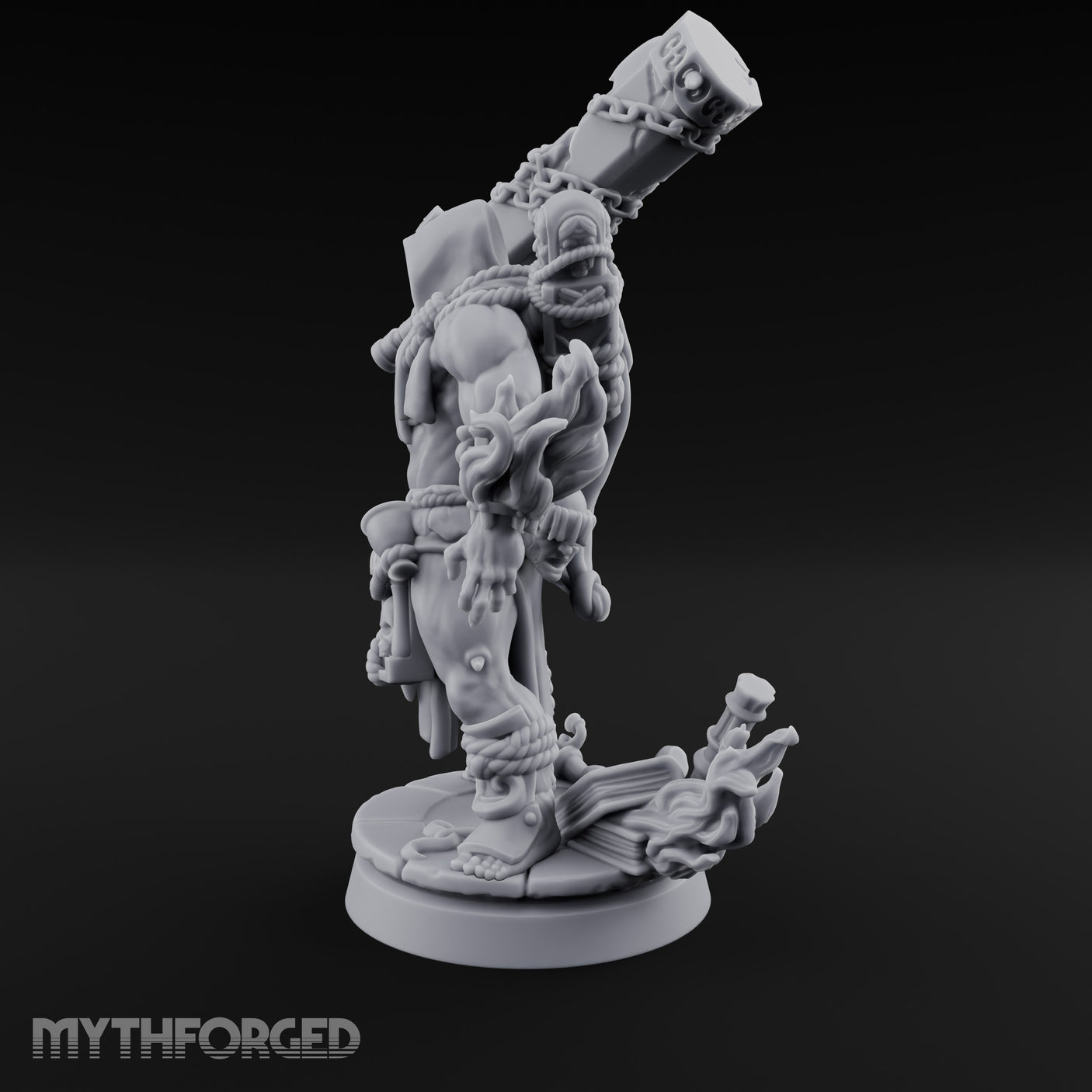 Chain Wrapped Crushing Human Monk Miniature for Dungeons and Dragons, Pathfinder or other TTRPGs