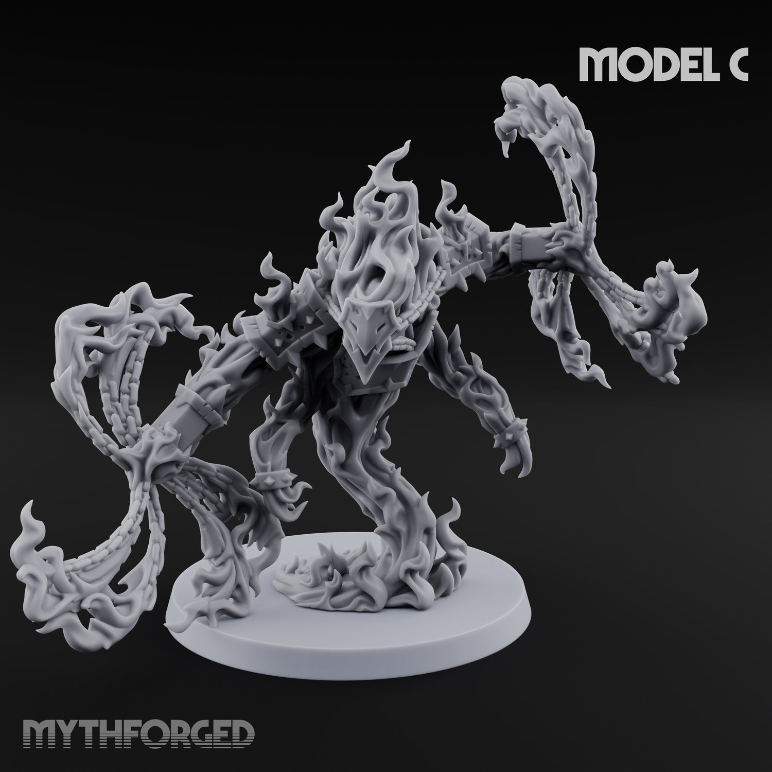 Chain Flailing Chained Elemental C Miniature for Dungeons and Dragons, Pathfinder or other TTRPGs