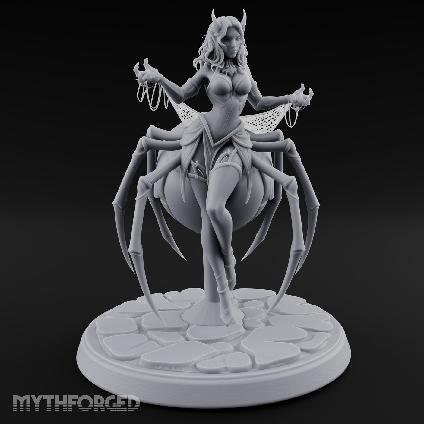 Chains Dangling Horned Drider Queen — 75mm