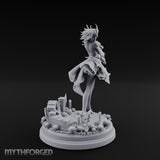 Chainsaw Twirling Human Witch Miniature for Dungeons and Dragons, Pathfinder or other TTRPGs