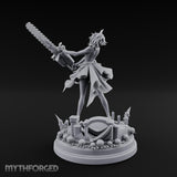 Chainsaw Twirling Human Witch Miniature for Dungeons and Dragons, Pathfinder or other TTRPGs