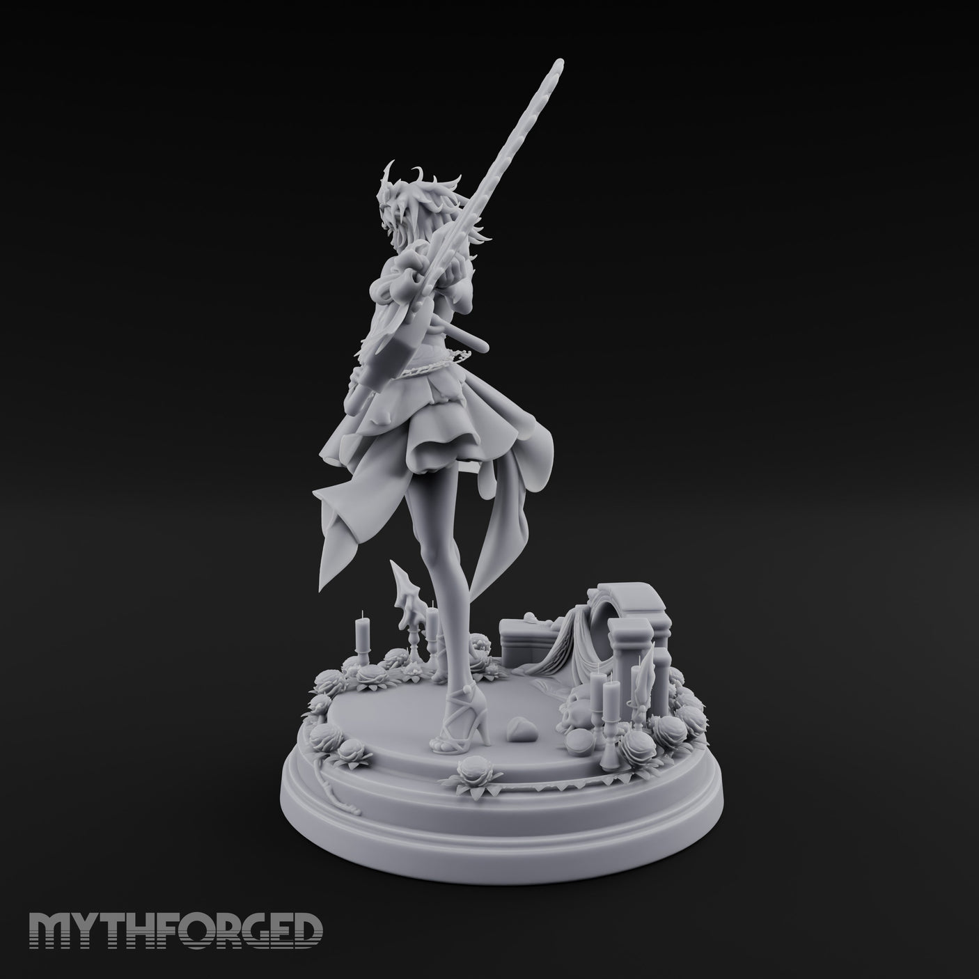 Chainsaw Twirling Human Witch Miniature for Dungeons and Dragons, Pathfinder or other TTRPGs