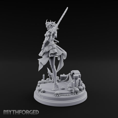 Chainsaw Twirling Human Witch Miniature for Dungeons and Dragons, Pathfinder or other TTRPGs
