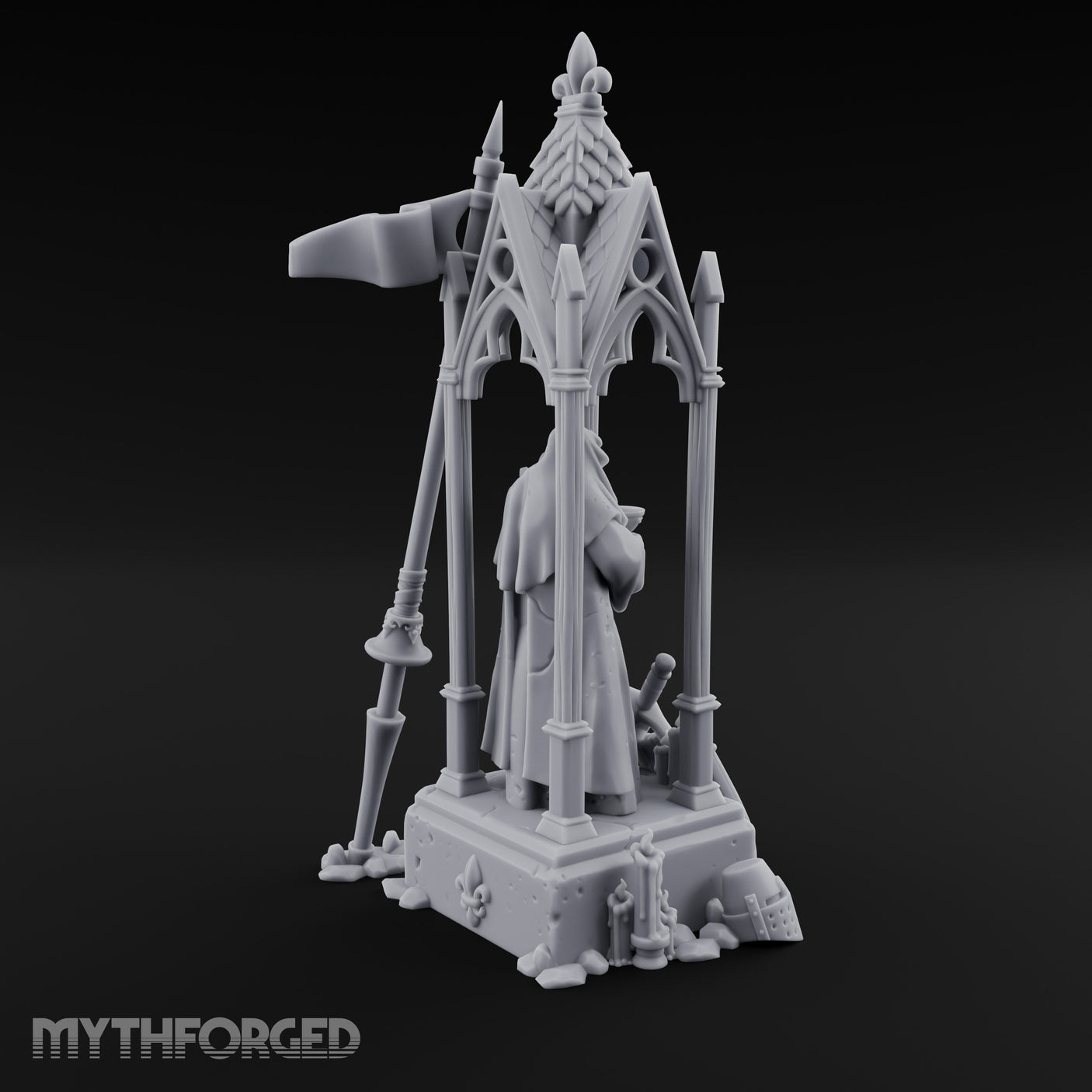 Chalice-Bearing Gothic-Spired Lady Shrine Miniature for Dungeons and Dragons, Pathfinder or other TTRPGs